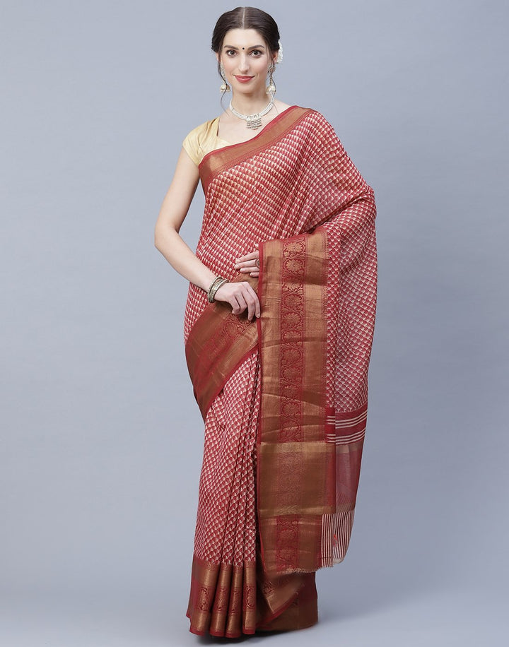 Cotton Printed Saree With Zari Border