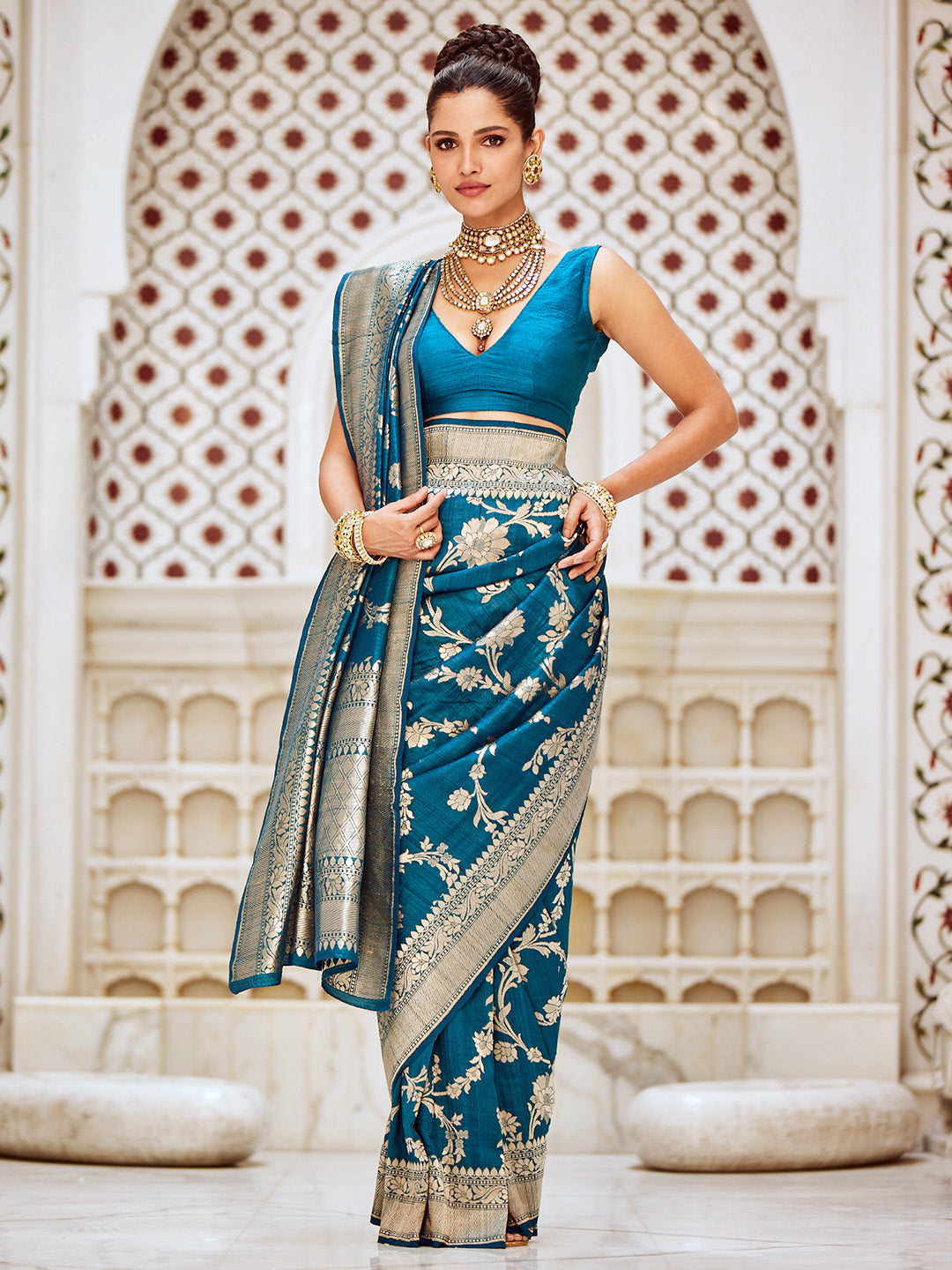 Gold Jaal Banarasi Tussar Saree