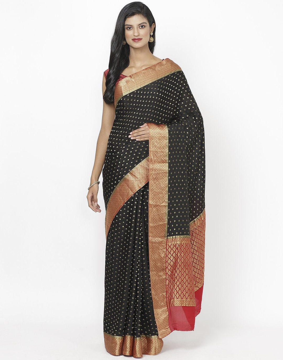 Black Crepe Jacquard Saree