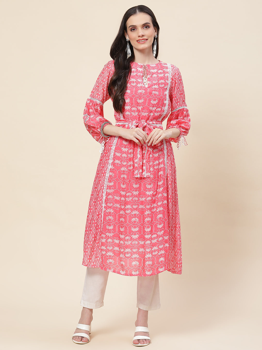 Floral Printed Muslin Kurta