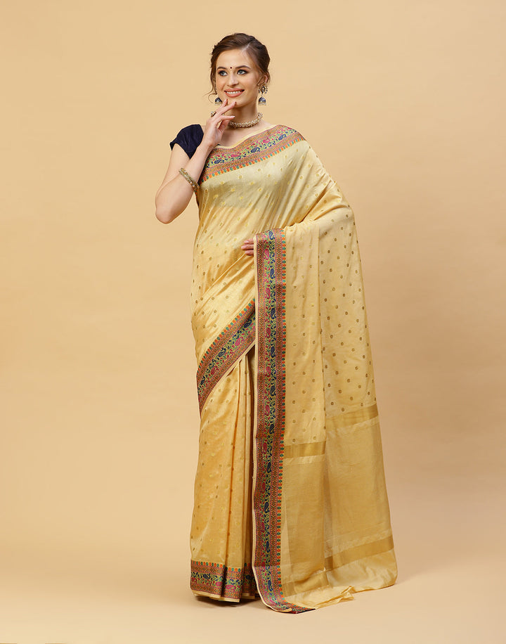 Woven Art Handloom Saree With Zari Booti Border