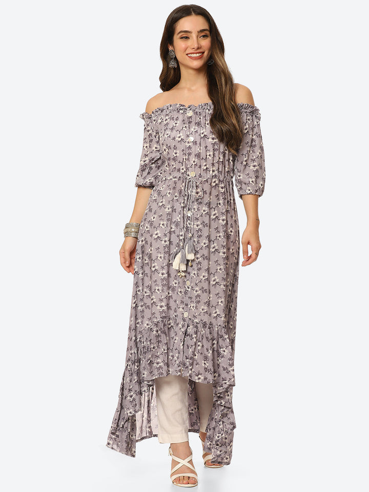 Floral Printed Muslin Kurta