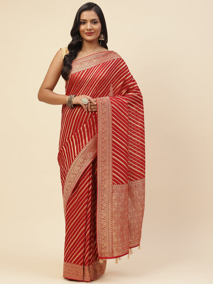 Plain Stripes Georgette Saree