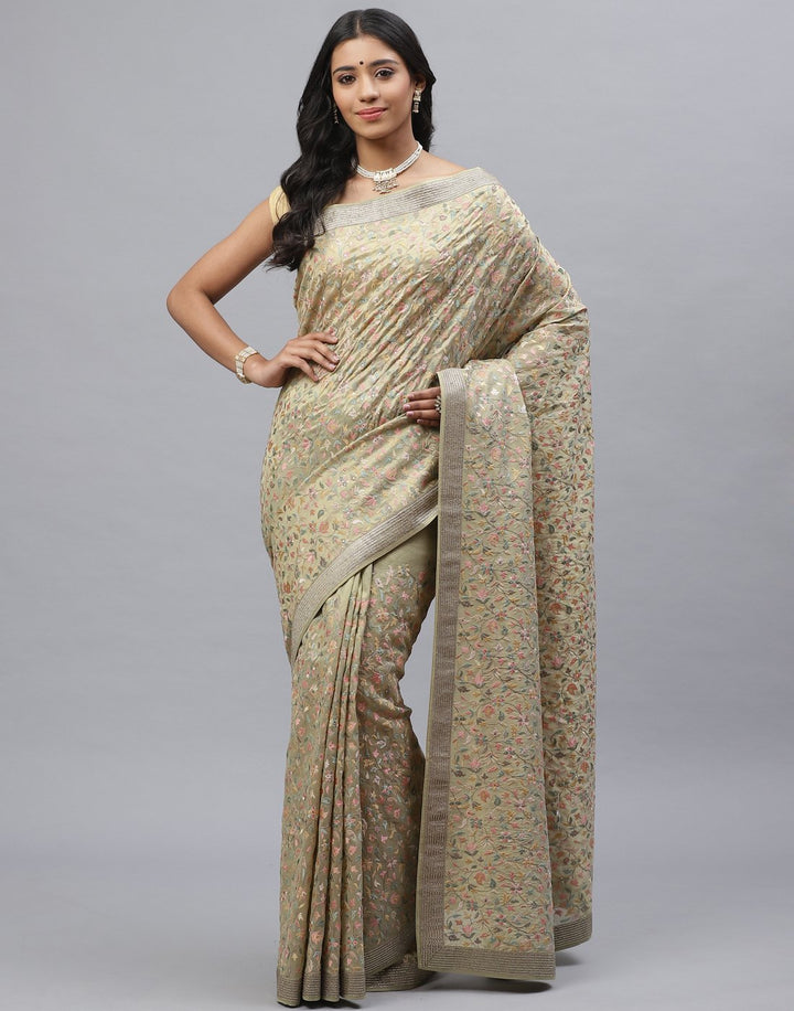 Cotton Tissue Embroidery Saree