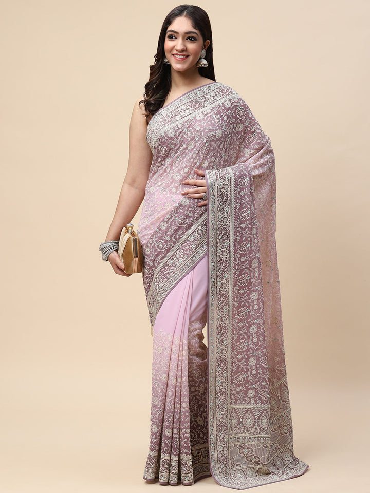 Resham Jaal Embroidered Georgette Saree