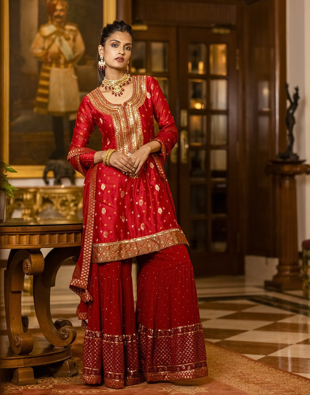 Embroidered Cotton Chanderi Salwar Kameez Stitched Suit With Chiffon Dupatta