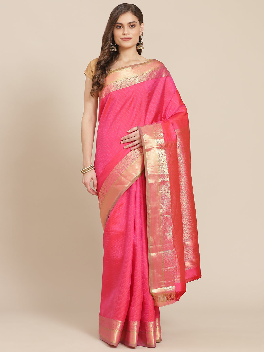 Resham Zari Border Woven Soft Silk Saree