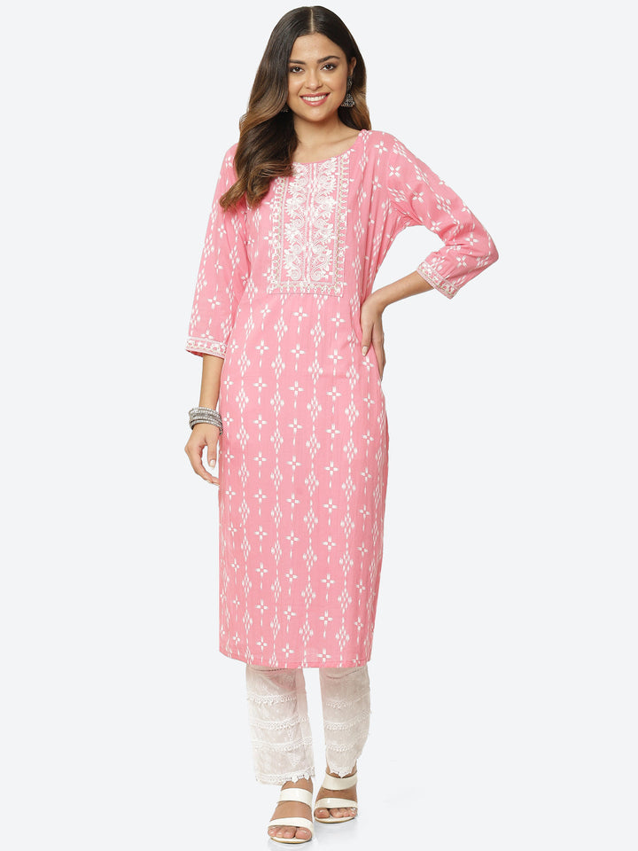Sequin Work Printed Cotton Kurta