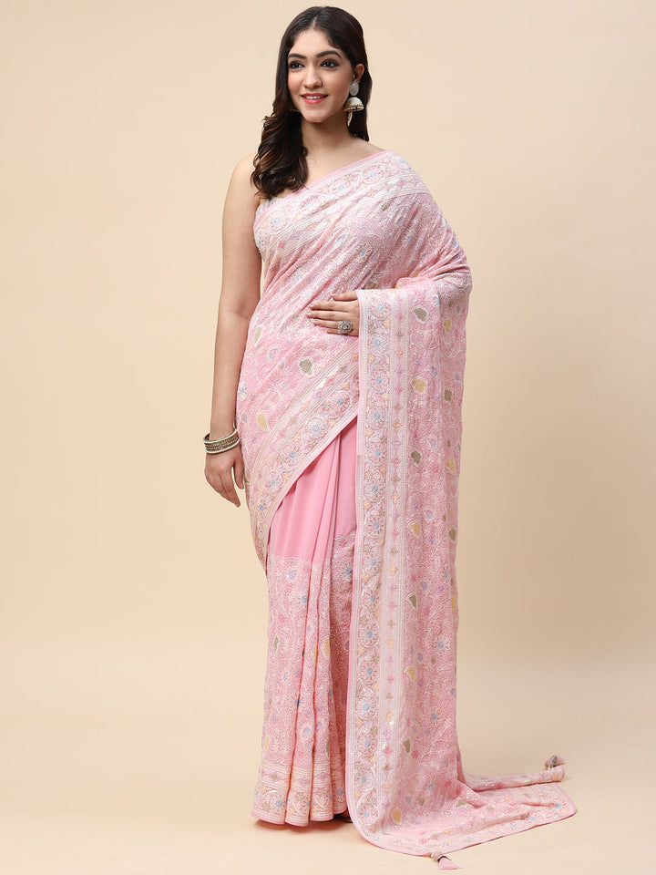 Resham Jaal Embroidered Georgette Saree