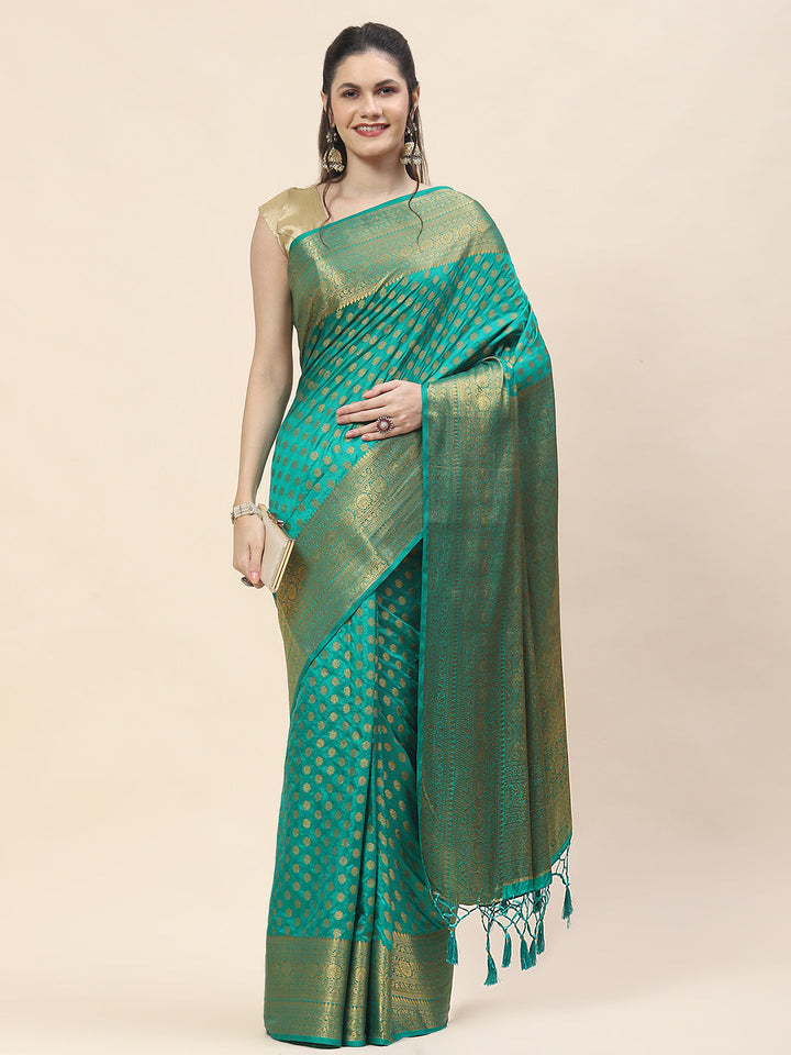 Zari Border Booti Woven Handloom Saree