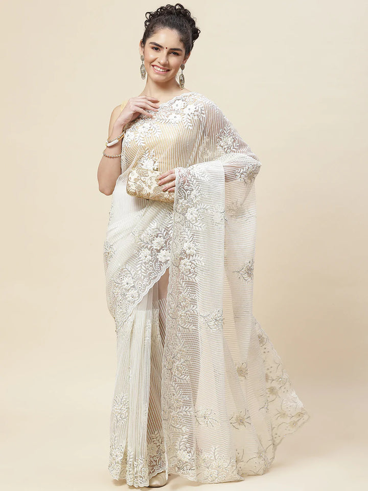 Swarovski Jaal Embroidered Net Saree