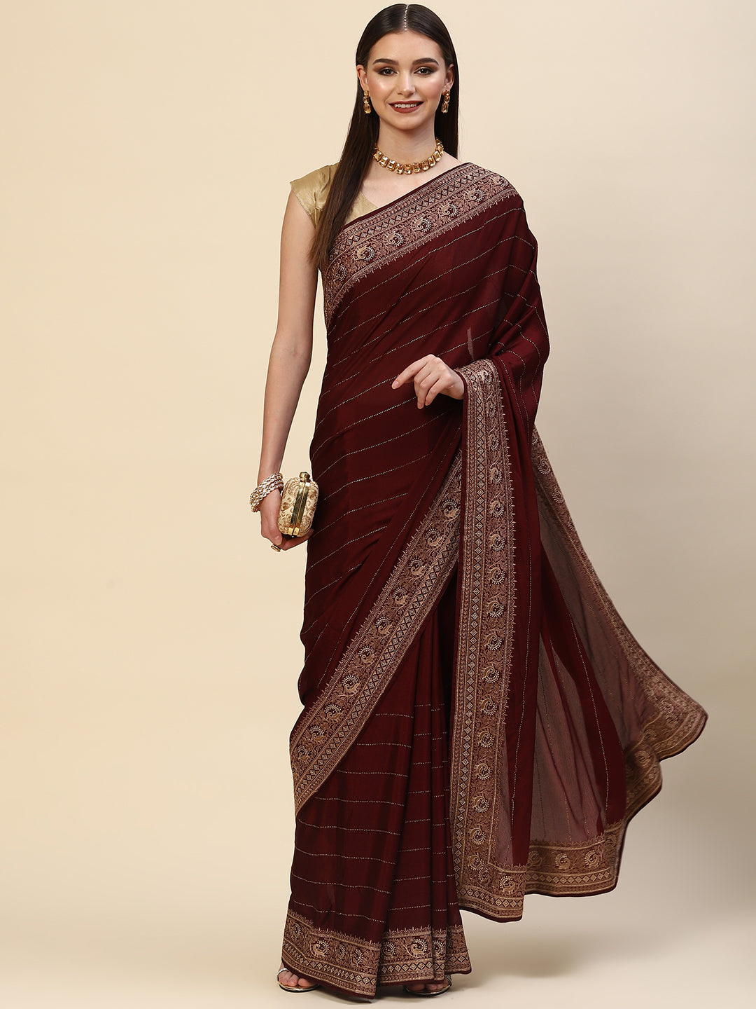 Swarovski Embroidered Georgette Saree