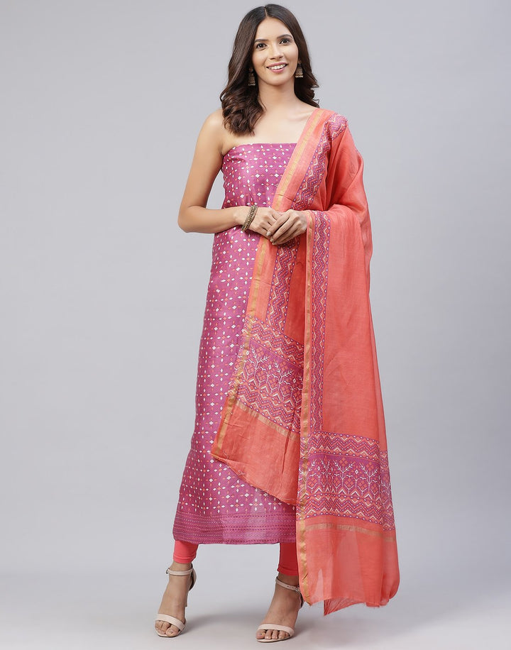 Fine Chanderi Printed Suit Piece