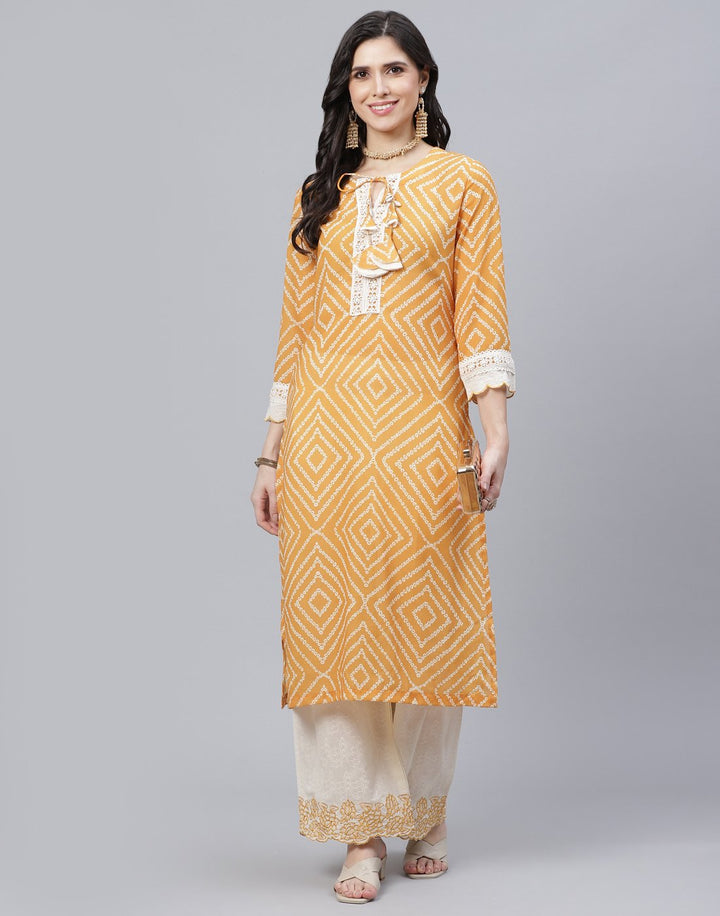 Bandhini Print Cotton Kurti with Palazzo