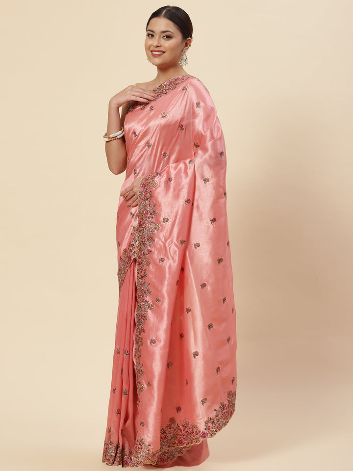 Floral Resham Booti Crepe Saree