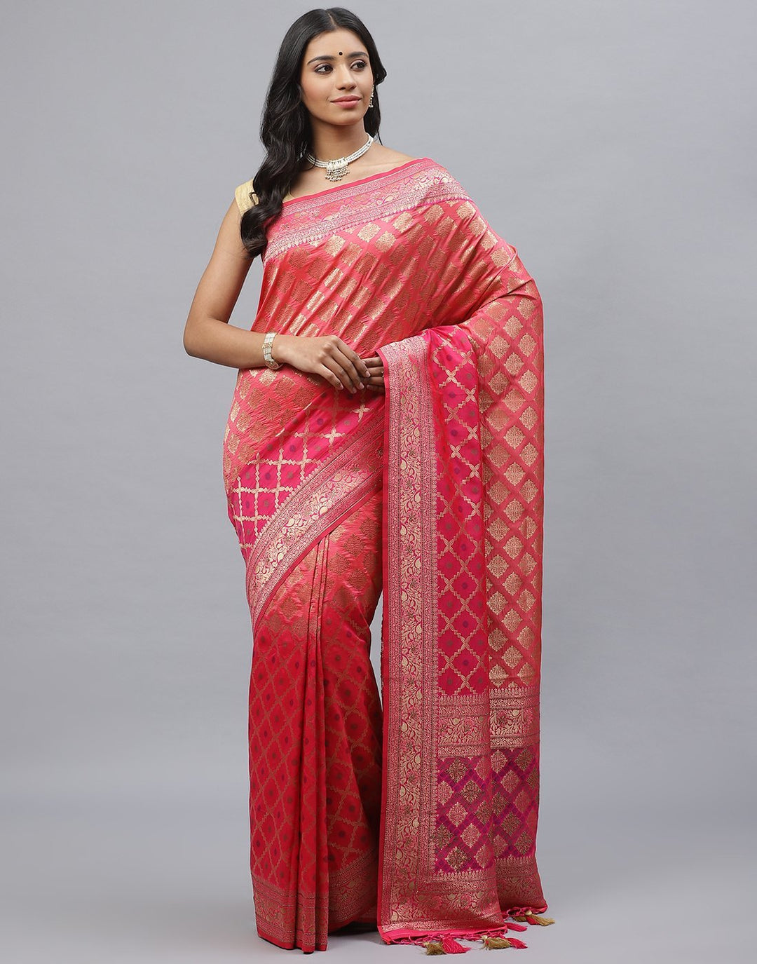 Banarasi Woven Silk Saree  With Embroidery