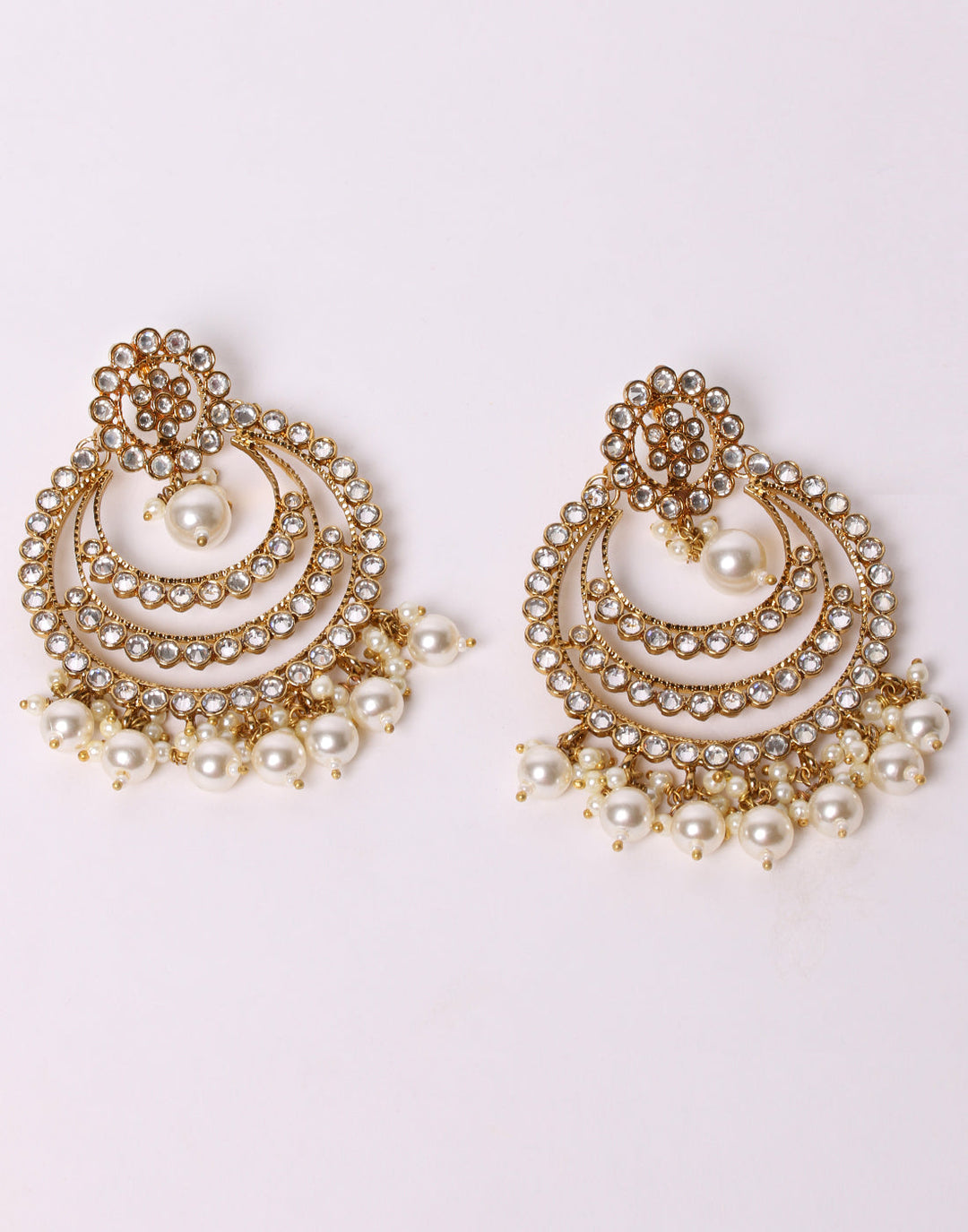 Traditional Gold Toned With Pearl ChandBali Earrings