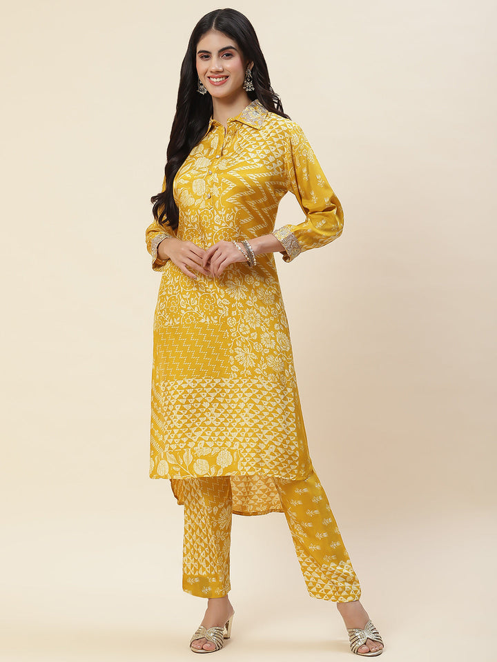 Printed Muslin Kurta With Pants
