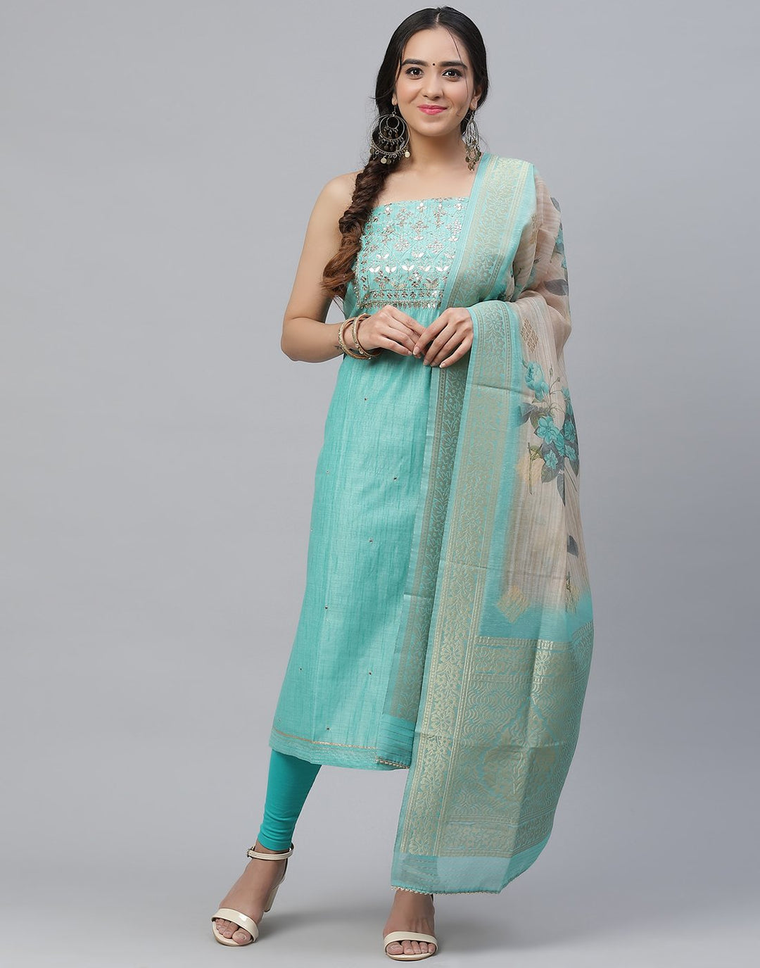 Chanderi Embroidered Suit Piece