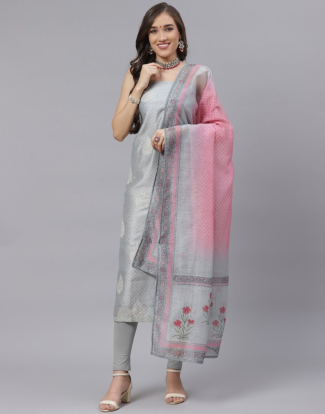 Chanderi Embroidered Suit Piece