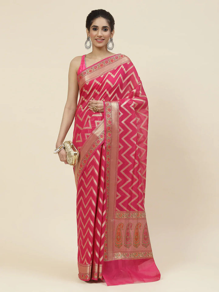 Zig Zag Cotton Woven Saree