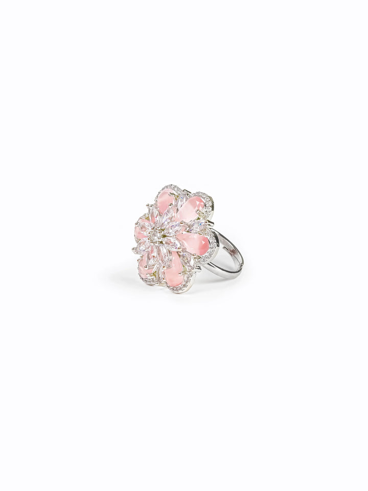 Silver Toned AD Stone Ring