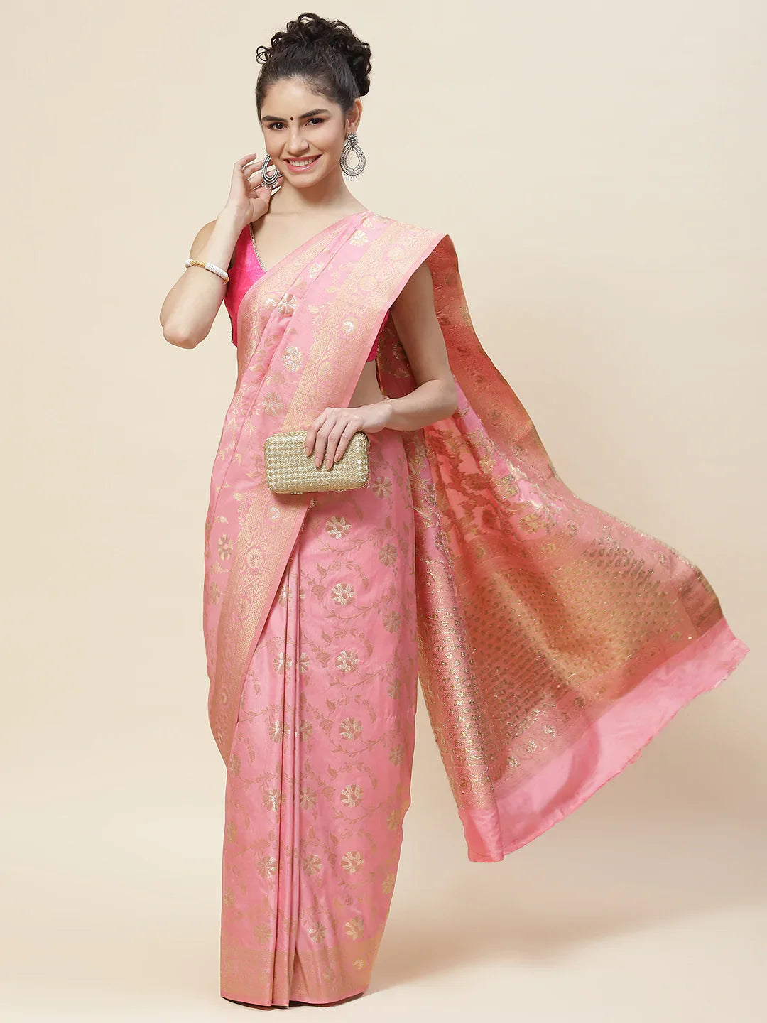 Floral Zari Border Handloom Woven Saree