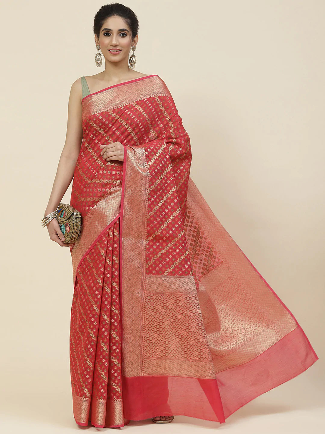 Zari Booti Cotton Woven Saree