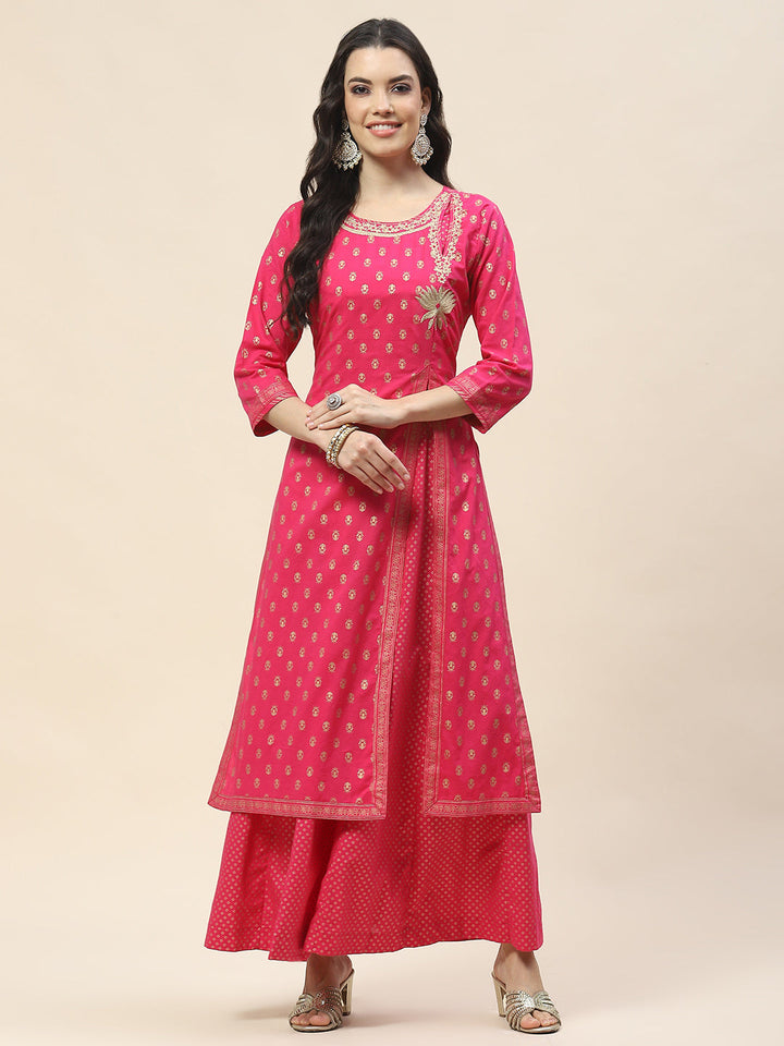 Embroidered Cotton Anarkali Kurta