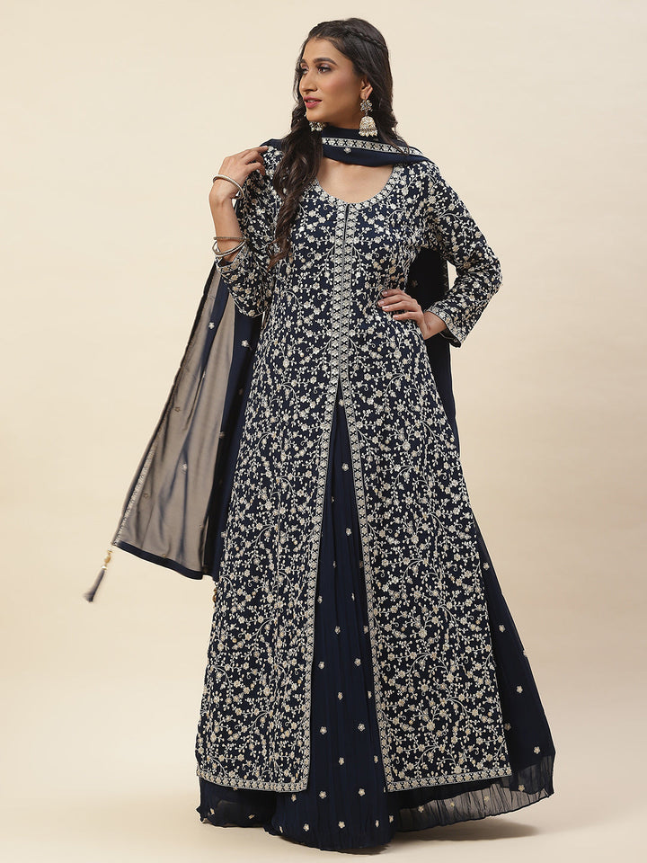 Georgette Kurta With Skirt &amp; Dupatta