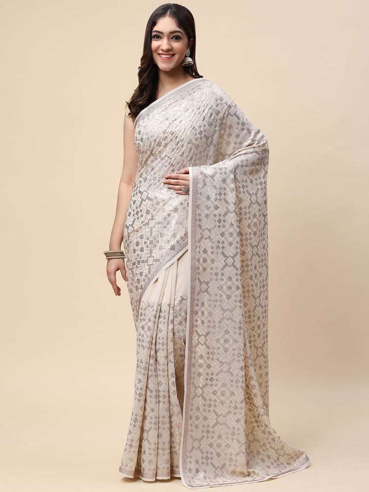 Sequin Embroidered Georgette Saree