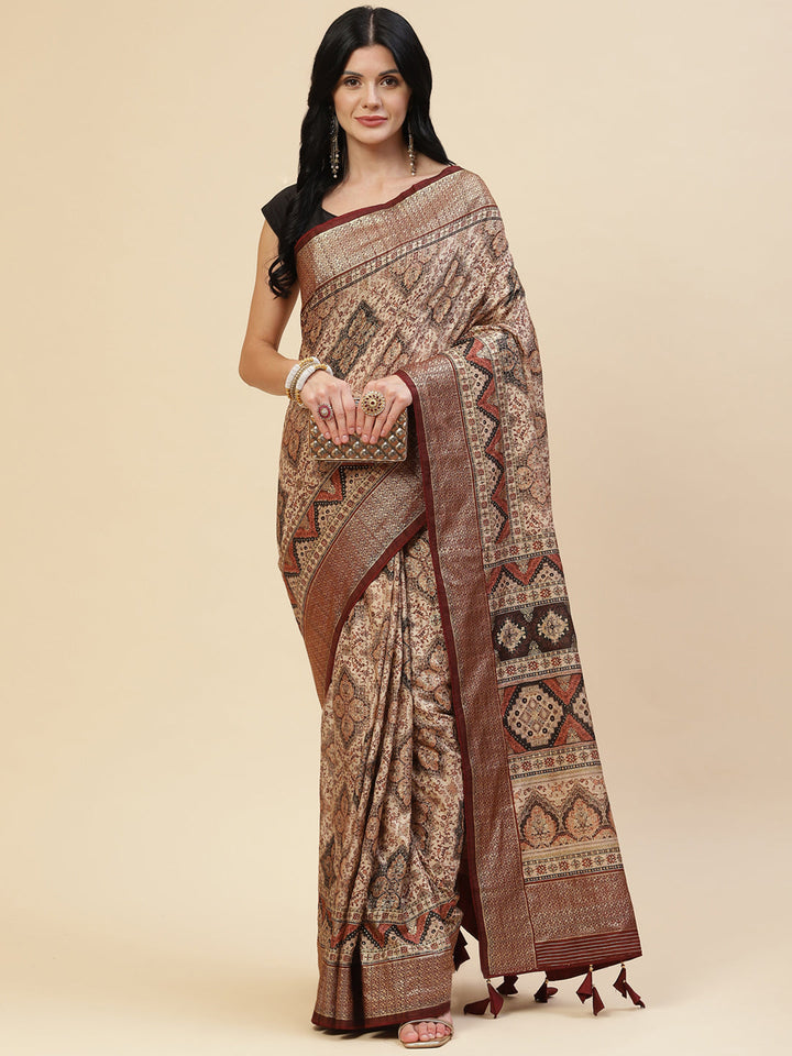 Abstract Printed Handloom Saree