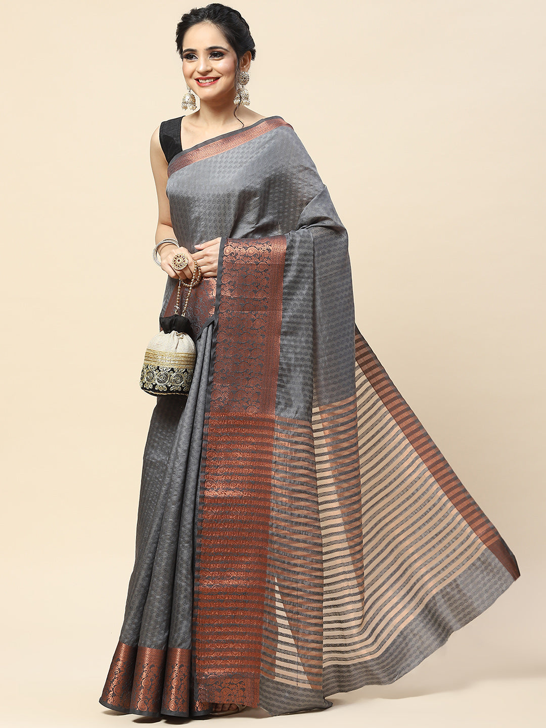 Plain Zari Border Handloom Woven Saree