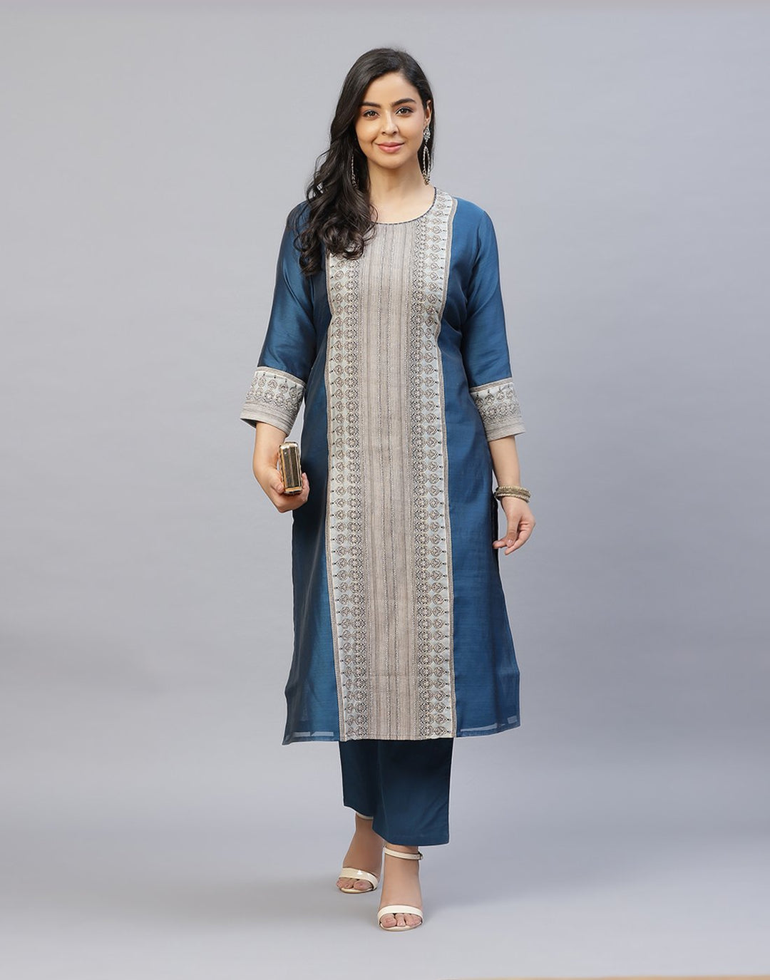 Chanderi Printed Kurti Pant Set