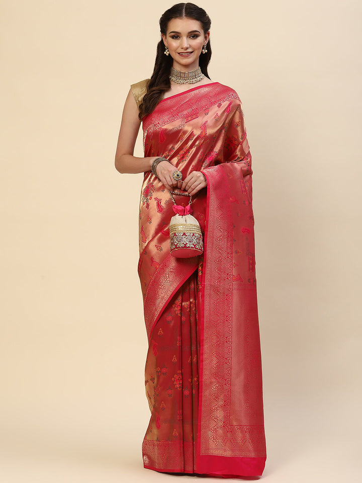 Floral Zari Jaal Handloom Woven Saree
