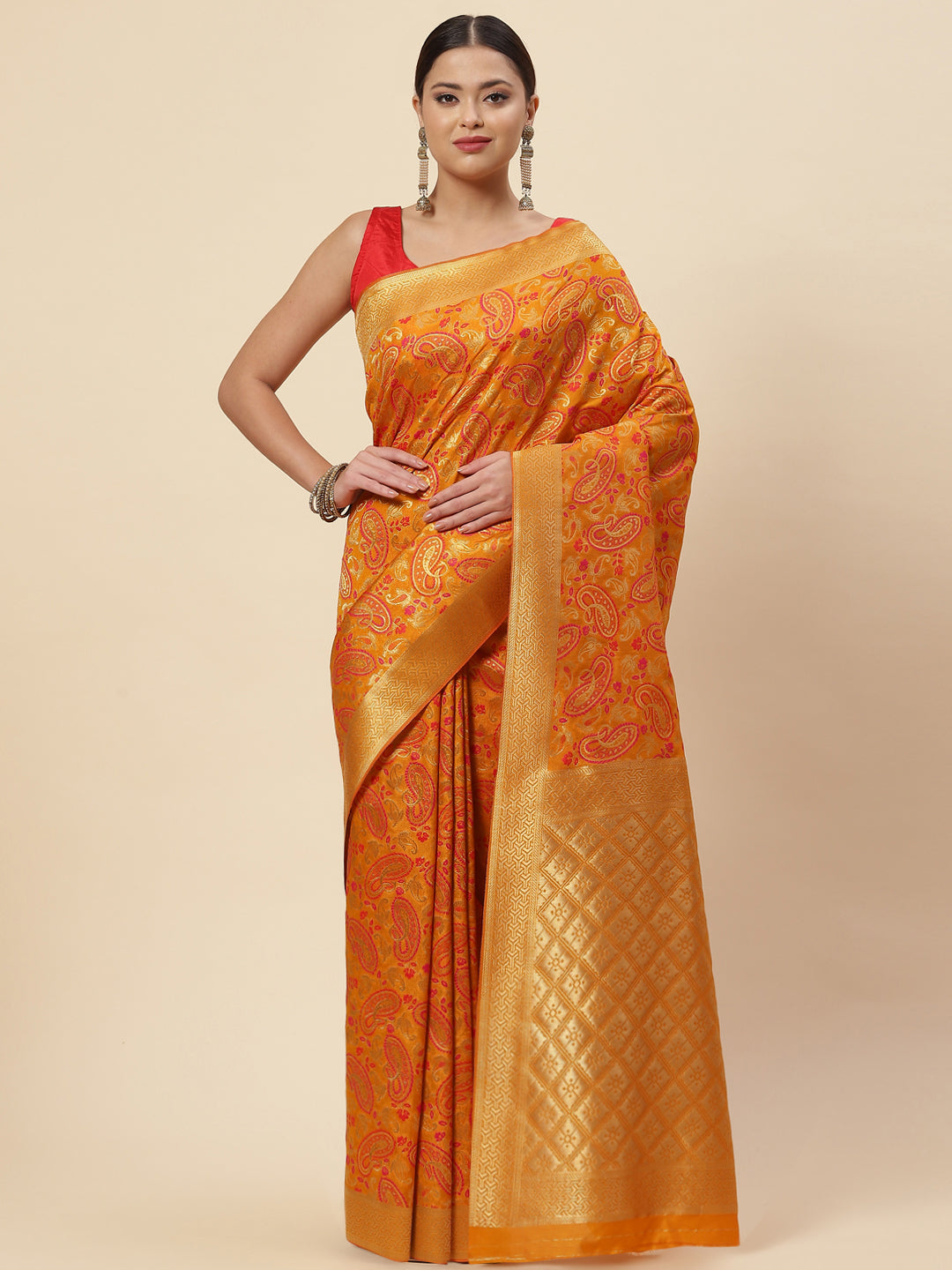 Zari Jaal Handloom Woven Saree