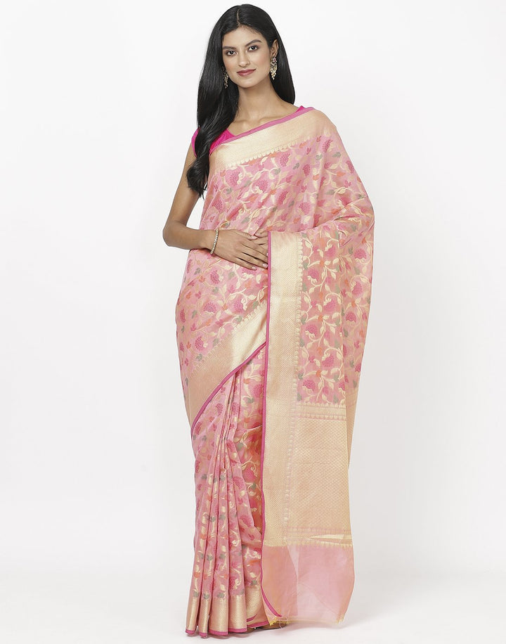 Orange Cotton Woven Saree