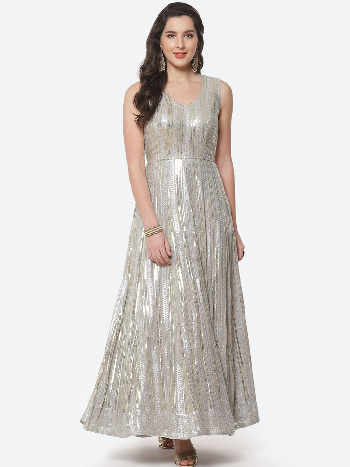 Sequin Georgette Gown Dress