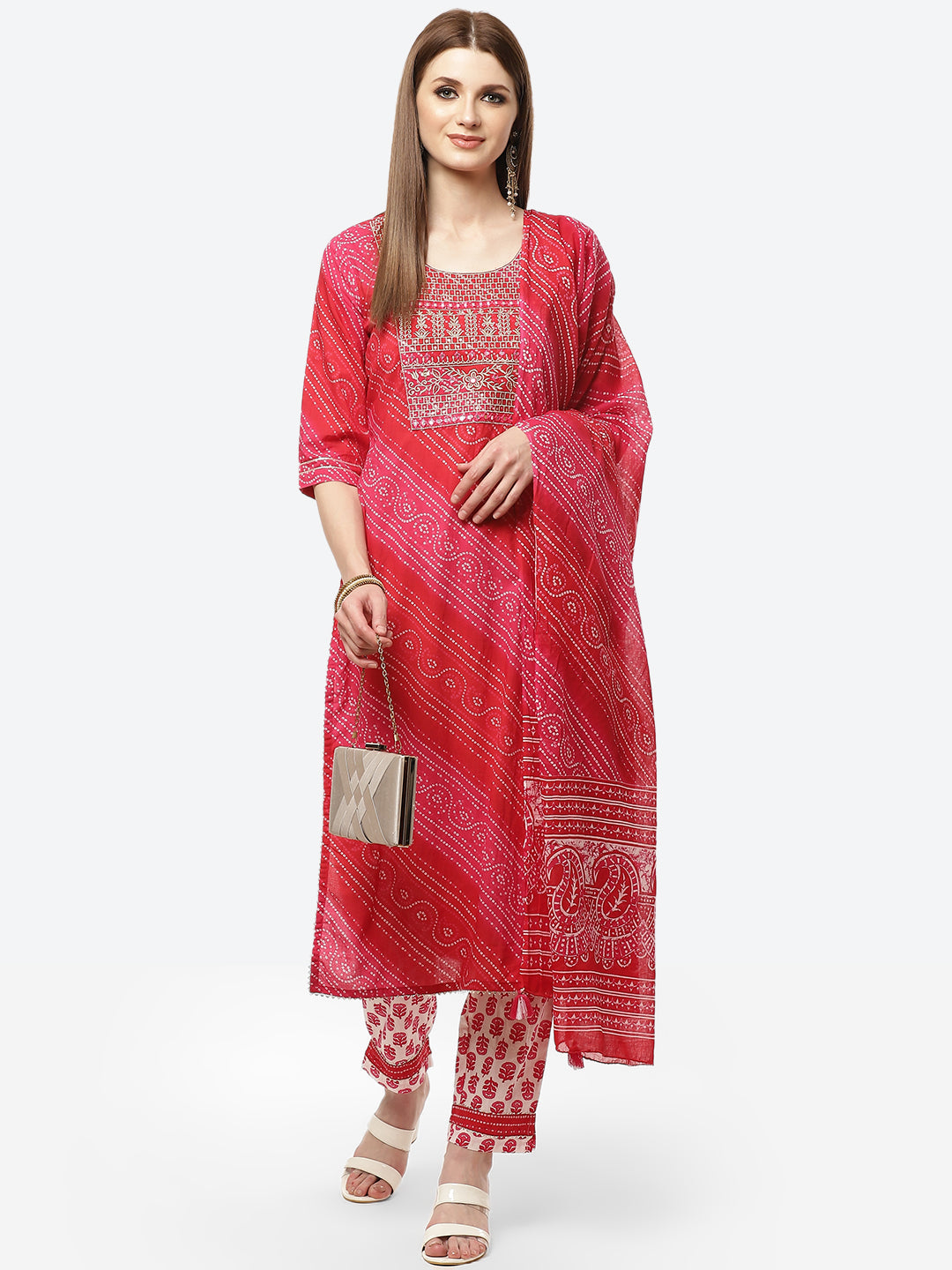 Cotton Printed Kurti with Pant and Dupatta