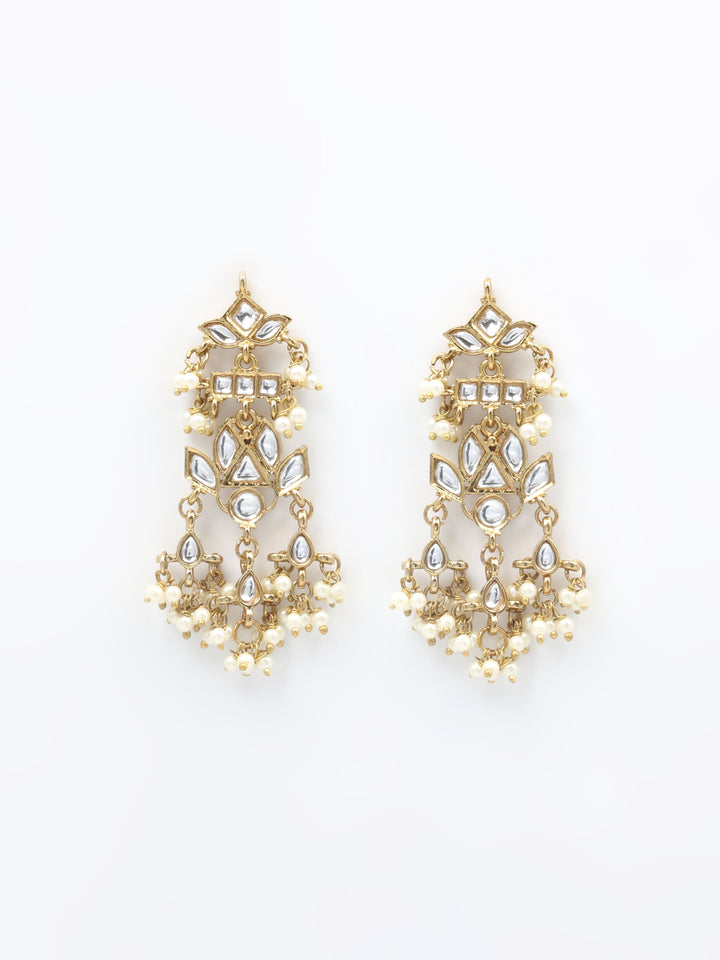 Gold &amp; White Drop &amp; Dangler Earrings