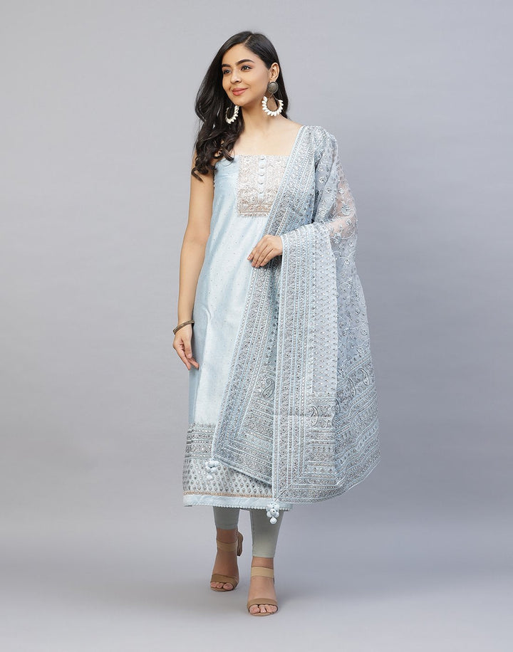 Embroidered Cotton Chanderi Suit Piece