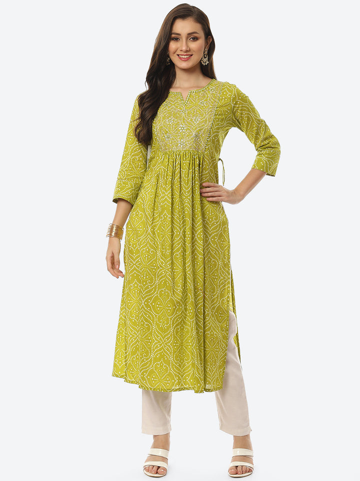 Resham Mirror Printed Cotton Kurta