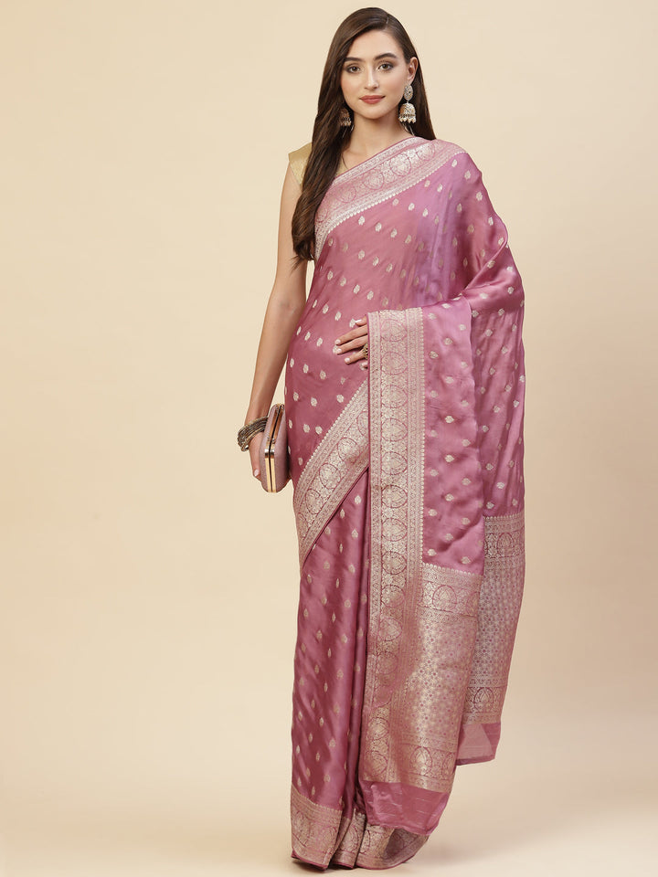 Zari Jaal Satin Woven Saree
