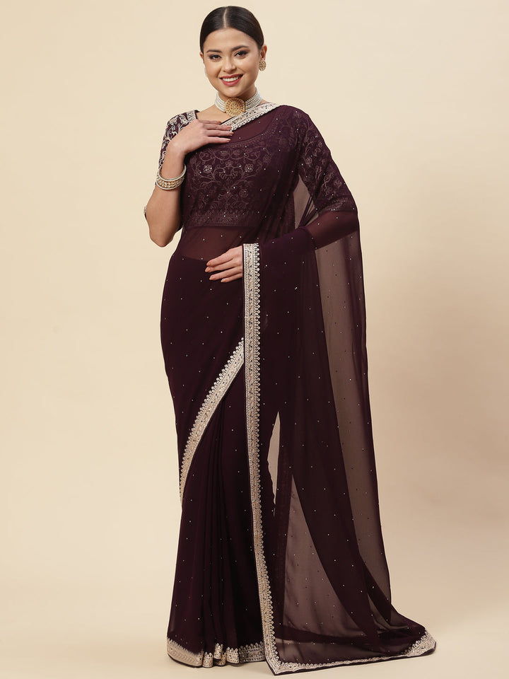 Embroidered Georgette Saree