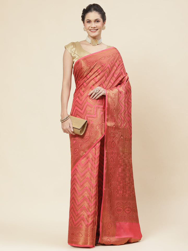 Leheriya Pattern Woven Handloom Saree