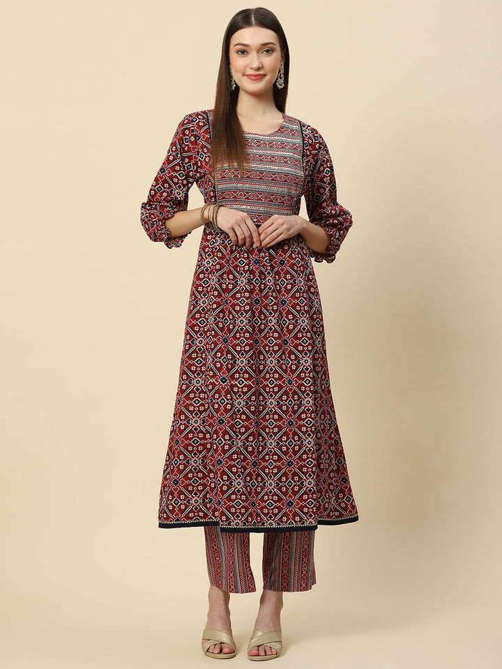 Printed Cotton Kurta With Pants