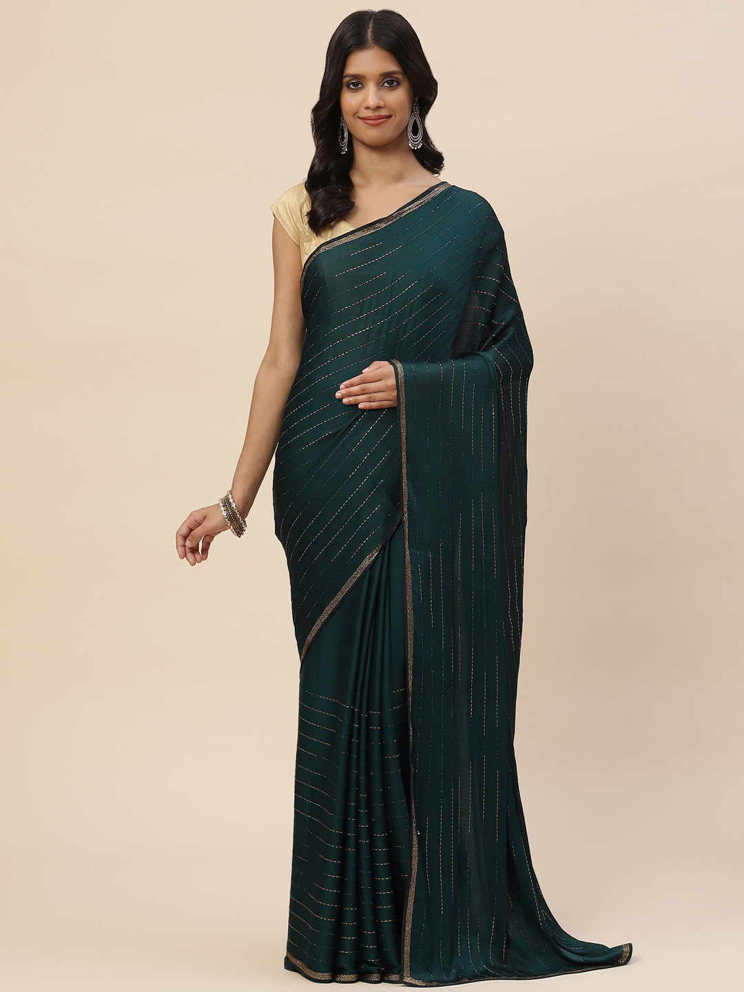 Stone Embroidered Chiffon Saree