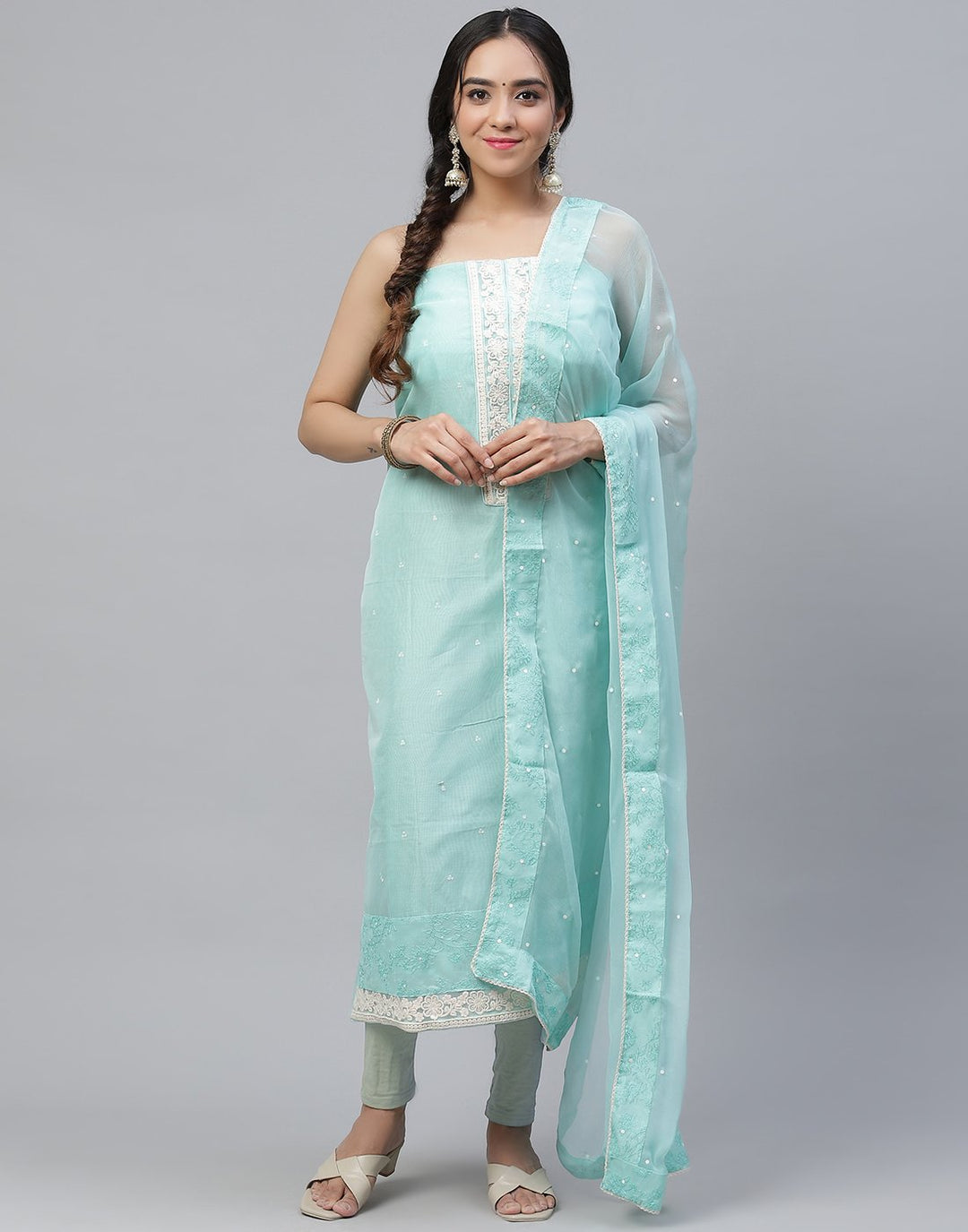 Chanderi Embroidered Suit Piece