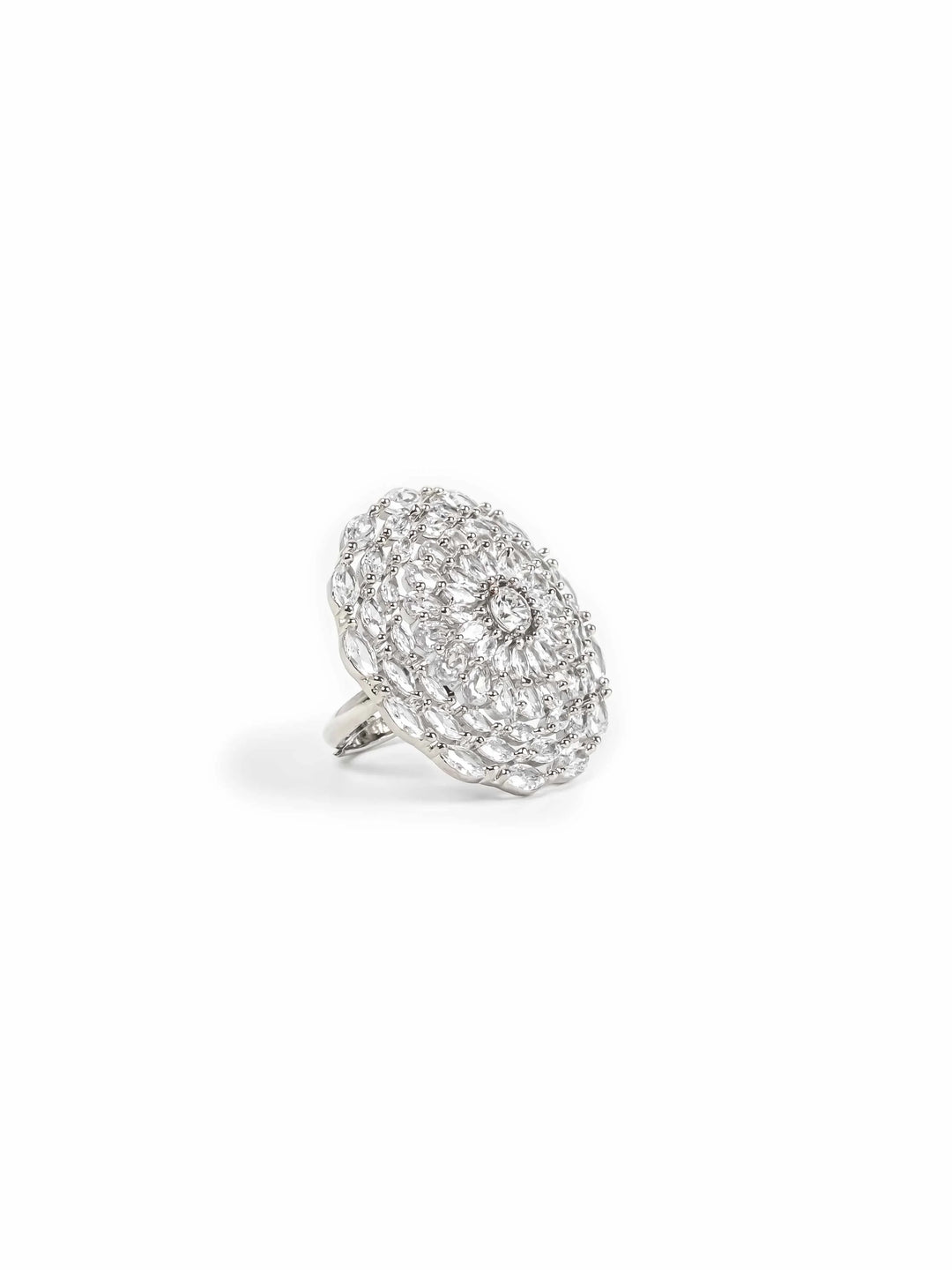 Silver Toned AD Stone Ring