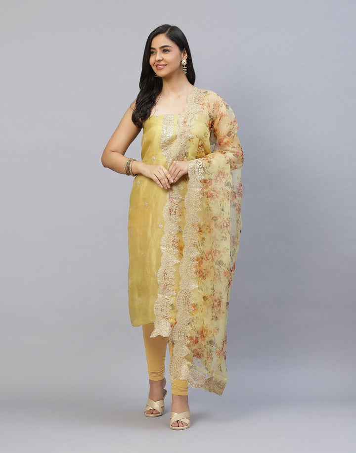 Embroidered Organza Kora Suit Piece
